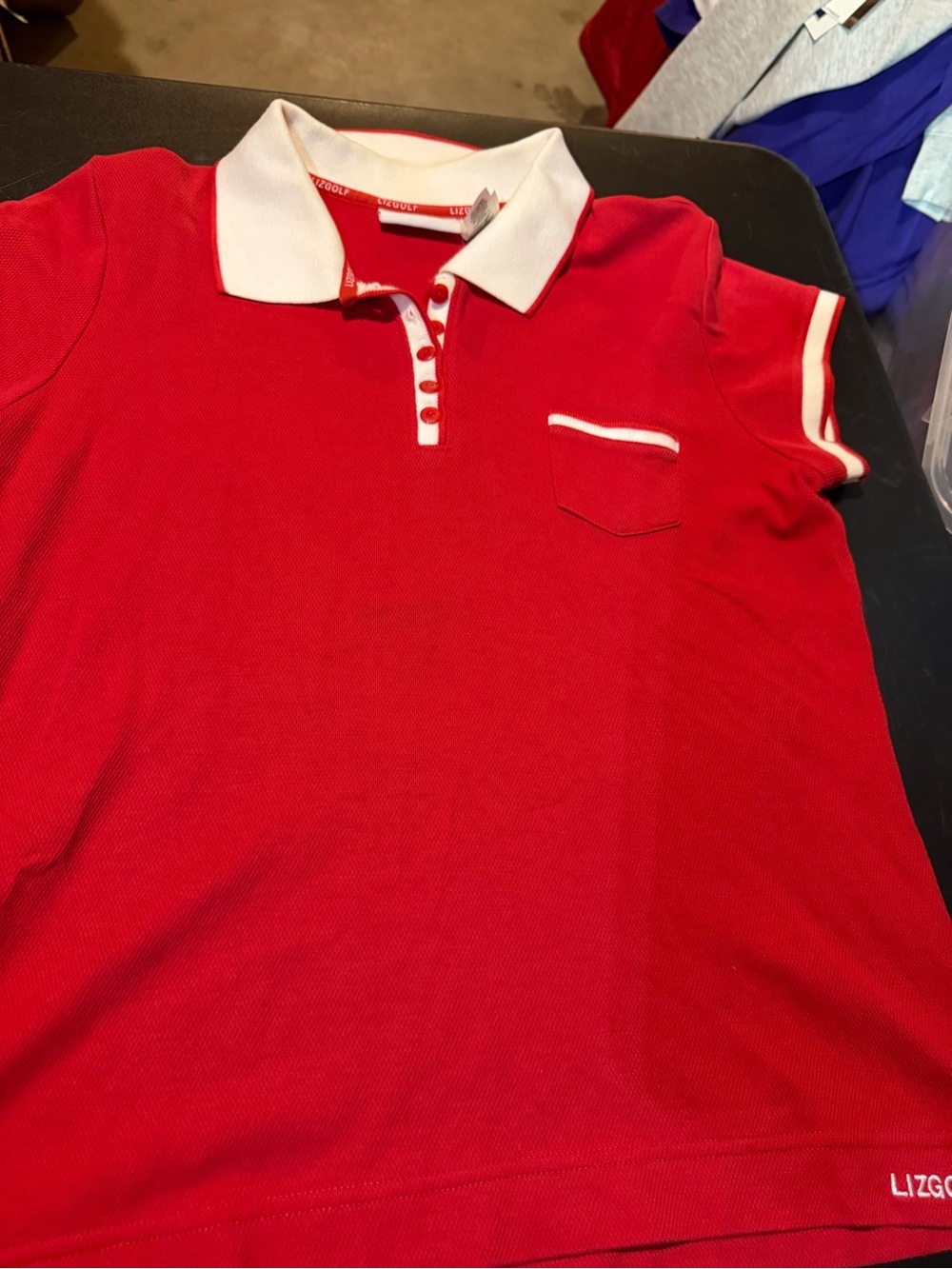 Liz Claiborne Red Polo with White Contrast Collar